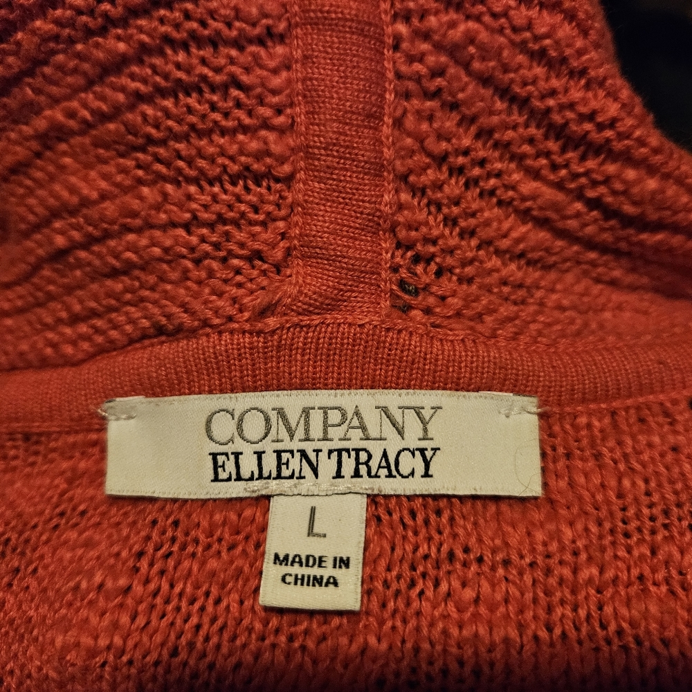 Ellen Tracy Knit Hooded  Sweater W/ Zipper - Picture 7 of 9